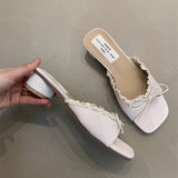 Women's Designer Butterfly-Knot Lace Slippers