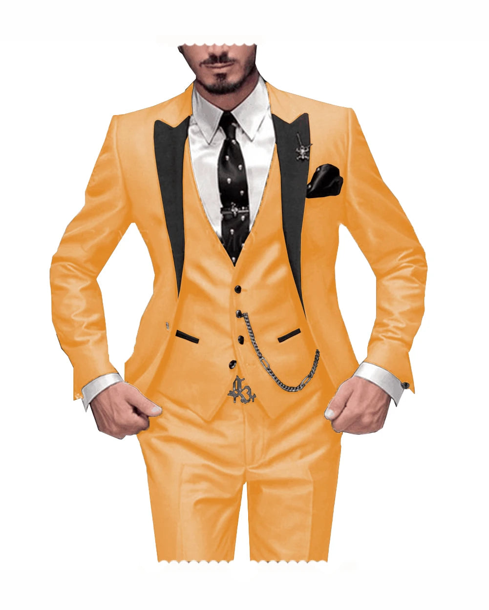 Herren 3-teiliger Slim Fit Anzug – Gentleman Hochzeits-Smoking, Reverskragen Bräutigam Terno Set