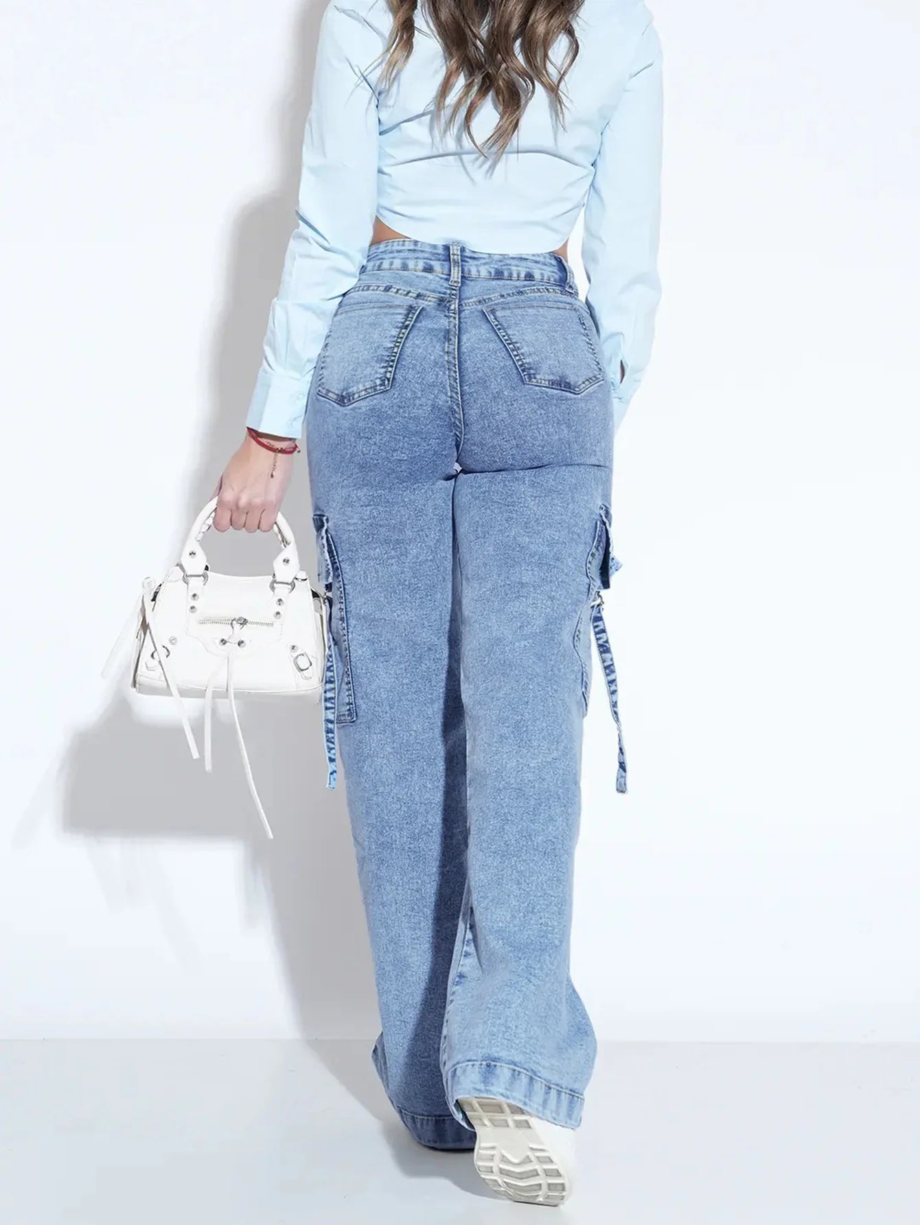 Women’s Multi-Pocket Cargo Jeans Loose Fit Straight Leg Denim Pants
