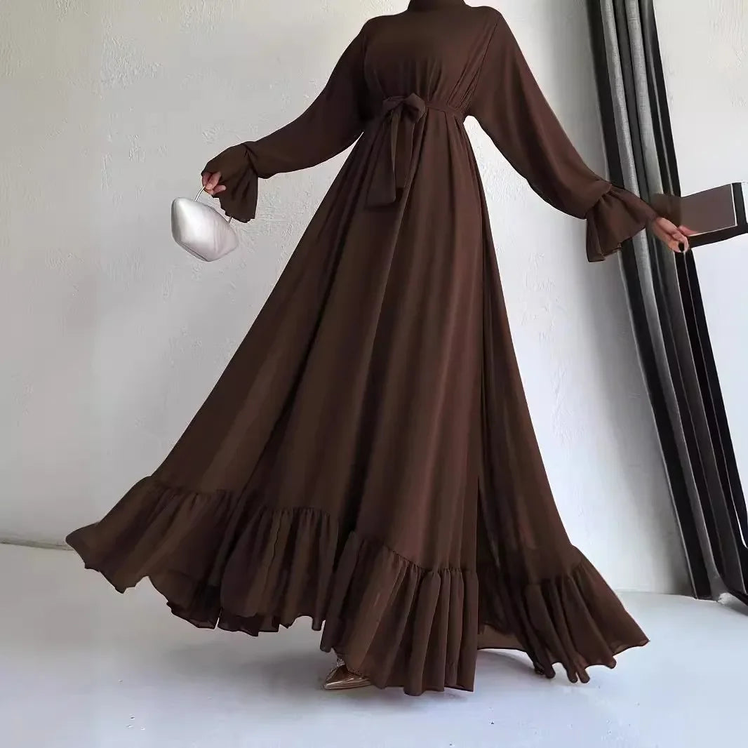 Muslim Women’s Abaya with Sash | Elegant Moroccan Jalabiya and Dubai Kaftan