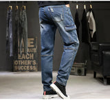 Herren Streetwear Baggy Cargo Jeans | Gerade Denimhose mit mehreren Taschen