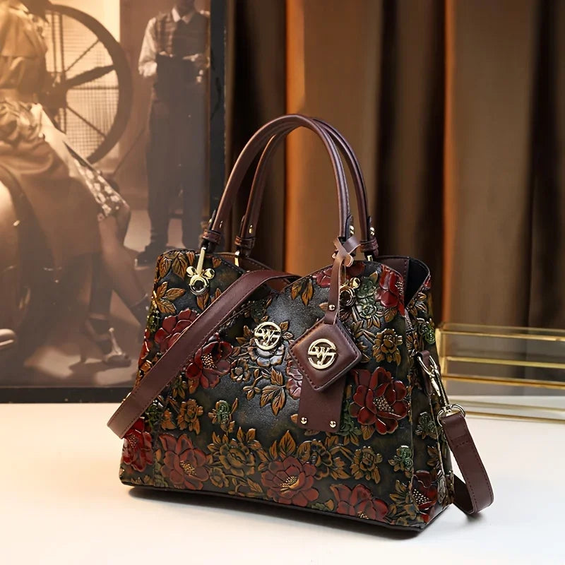 The Garden-Glow Artisan Tote: Luxury Floral Pattern Handbag