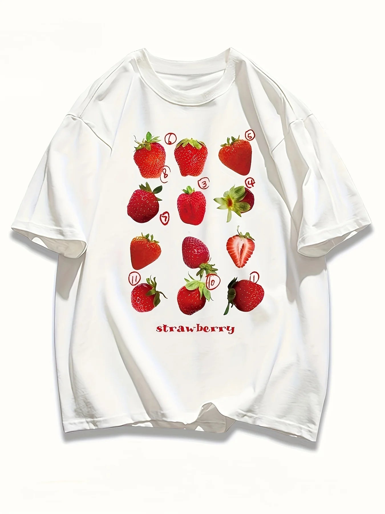 Frisches Erdbeer-Baumwoll-T-Shirt – Süßes Damen-T-Shirt mit Fruchtmotiv