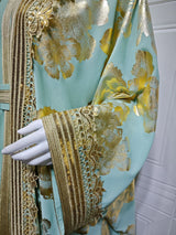 The "Emerald Heritage" Abaya – Signature Embroidered Party Jalabiya – Boutique Green Ramadan Kaftan