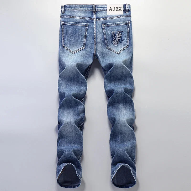 Europäische Luxus Herren Slim Fit Jeans | Hochwertiger trendiger Freizeit-Denim