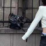 The Moto-Vault Silhouette Vintage Black Rivet Handbag