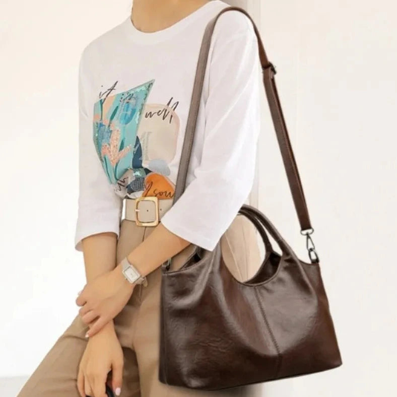 Premium-Handtasche aus weichem PU-Leder | Umhängetasche für Damen mittleren Alters