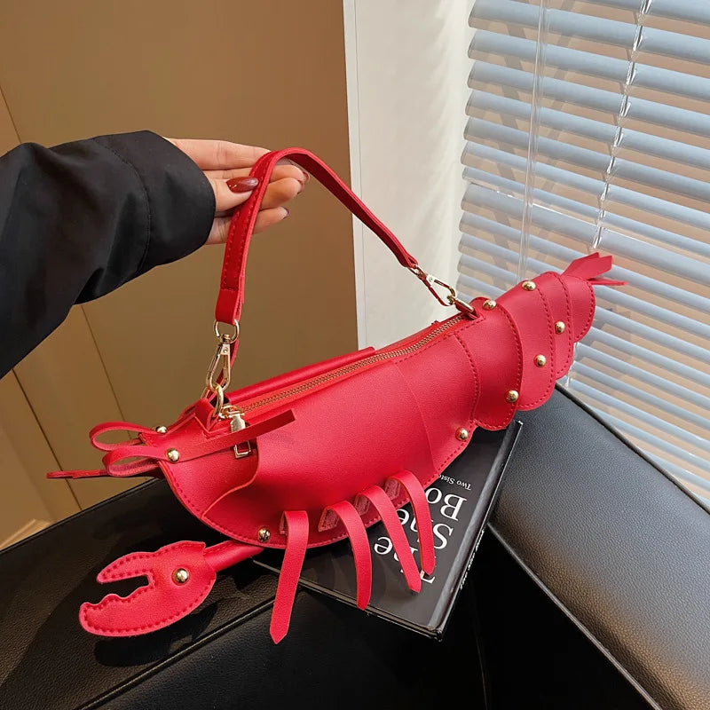 Niedliche Hummer-Umhängetasche | Lustige kreative Handtasche aus PU-Leder