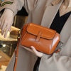 Oil Wax Cowhide Genuine Leather Crossbody | Fashionable Small Shell Bag