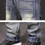 Herren Retro Punk Street Jeans | Modische Used-Denim-Hose