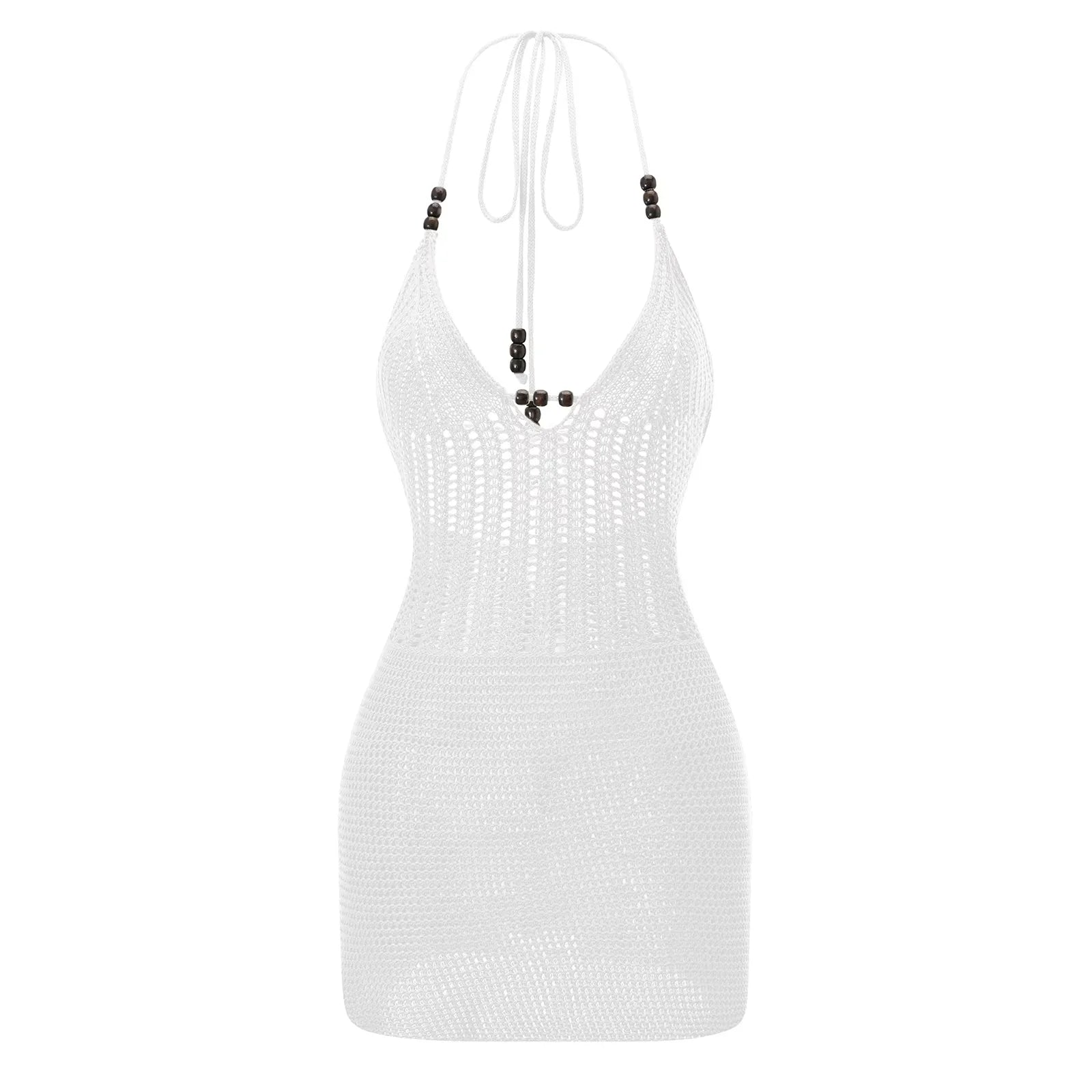 Damen Rückenfreies Neckholder-Häkelkleid – Sexy gestricktes Cutout Mini- & langes Bodycon-Kleid