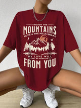 Women's Soft Cotton Mountain Sunset Graphic Top for Effortless Street Style