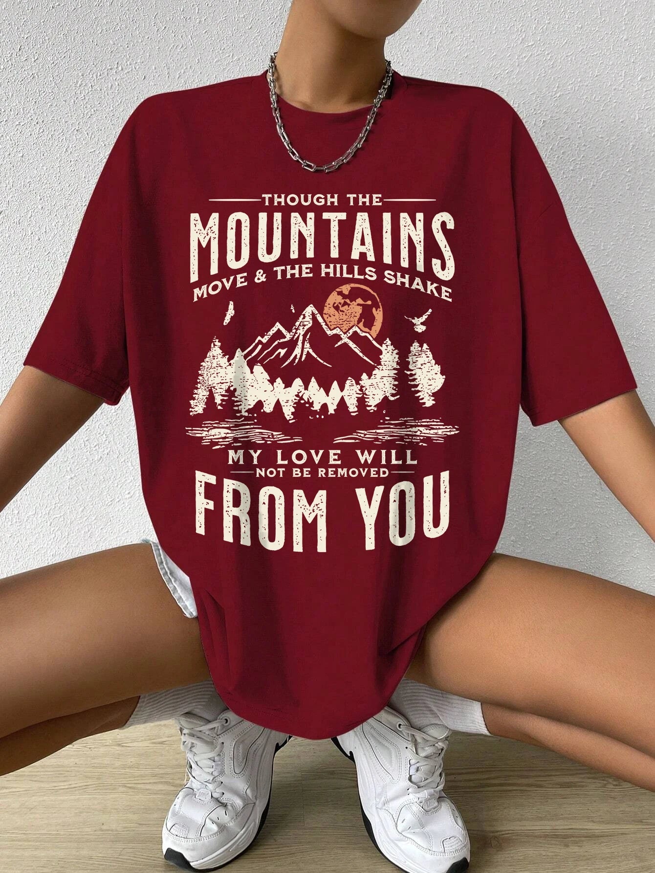 Women's Soft Cotton Mountain Sunset Graphic Top for Effortless Street Style