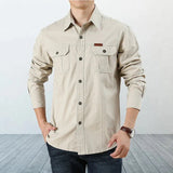 Men’s Pure Cotton Loose Fit Long Sleeve Tooling Cargo Shirt