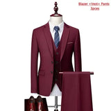 Herren 3-teiliger High-End Anzug – Slim Fit Business-Anzug unifarben