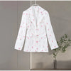Elegant Flower Printed Coat Women's Lapel Single Button Long Sleeve Lace Up Blazer