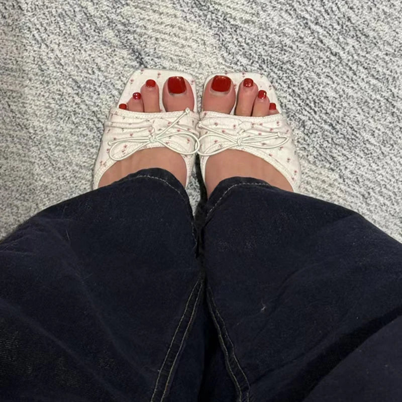 Summer Floral High Heels – Women’s Fashion Square Toe Slippers