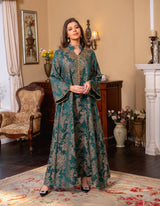 Perlenbesetzter muslimischer Abaya für Damen | Elegante Jalabiya mit Stehkragen und marokkanisches Partykleid