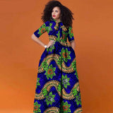 Afrikanisches Ankara Maxikleid für Damen | Halbarm High Waist Kleid mit traditionellem Print