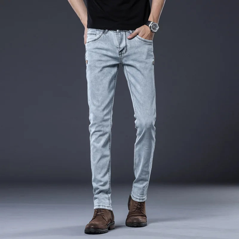Men's Slim Fit Skinny Jeans | Gray & Blue Stretch Denim Pants