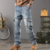 Herren Outdoor Weite Hosenbeine Arbeitsjeans | Multi-Pocket Straight Fit Denim