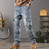 Herren Outdoor Weite Hosenbeine Arbeitsjeans | Multi-Pocket Straight Fit Denim