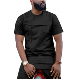 African Short Sleeve Dashiki Shirt and Pants Outfit Men’s 2-Piece Ankara Set