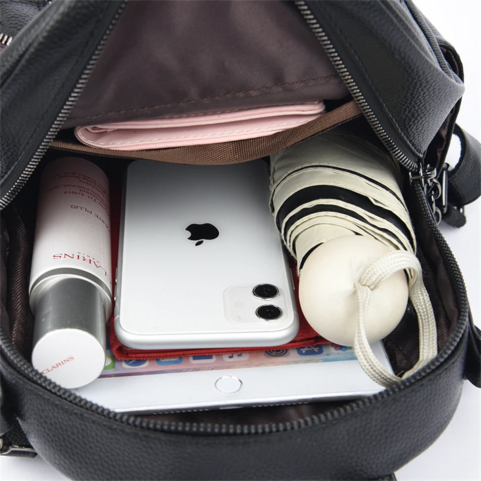 3-in-1 Women's Soft Leather Fashion Backpack | Large Capacity Travel Bag