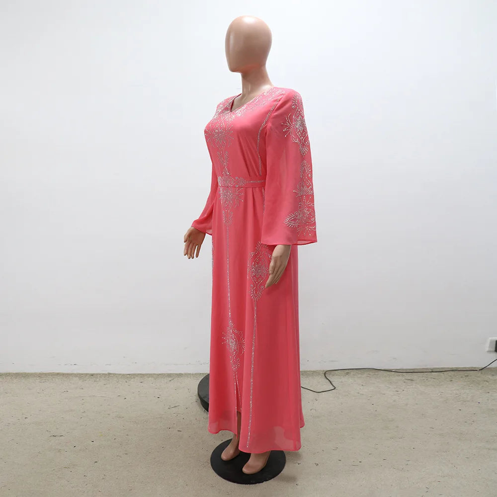 The "Breeze Silhouette" Abaya – Signature Summer V-Neck Long Dress