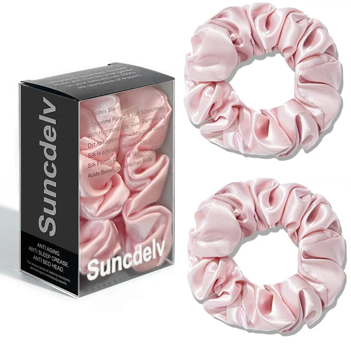 The "Silk-Glow" Duo: 2Pcs Pure 22 Momme Natural Silk Scrunchies