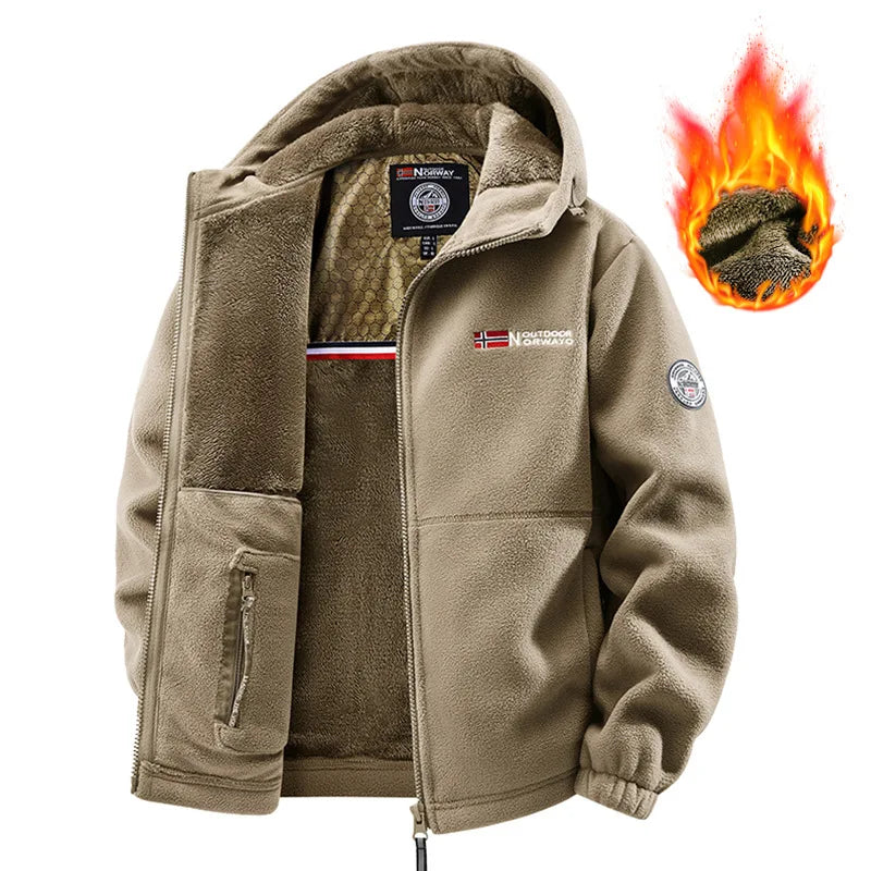 Retro Lammwolle Winterjacke für Herren – Dicke warme Sherpa-Fleece-Jacke