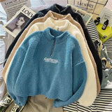 Women's Trendy Lamb Wool Long Sleeve Hoodie | Plush Embroidered Versatile Top