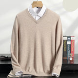 Herren Pullover aus 100 % reinem Kaschmir – Herbst Winter verdickter V-Ausschnitt Pullover