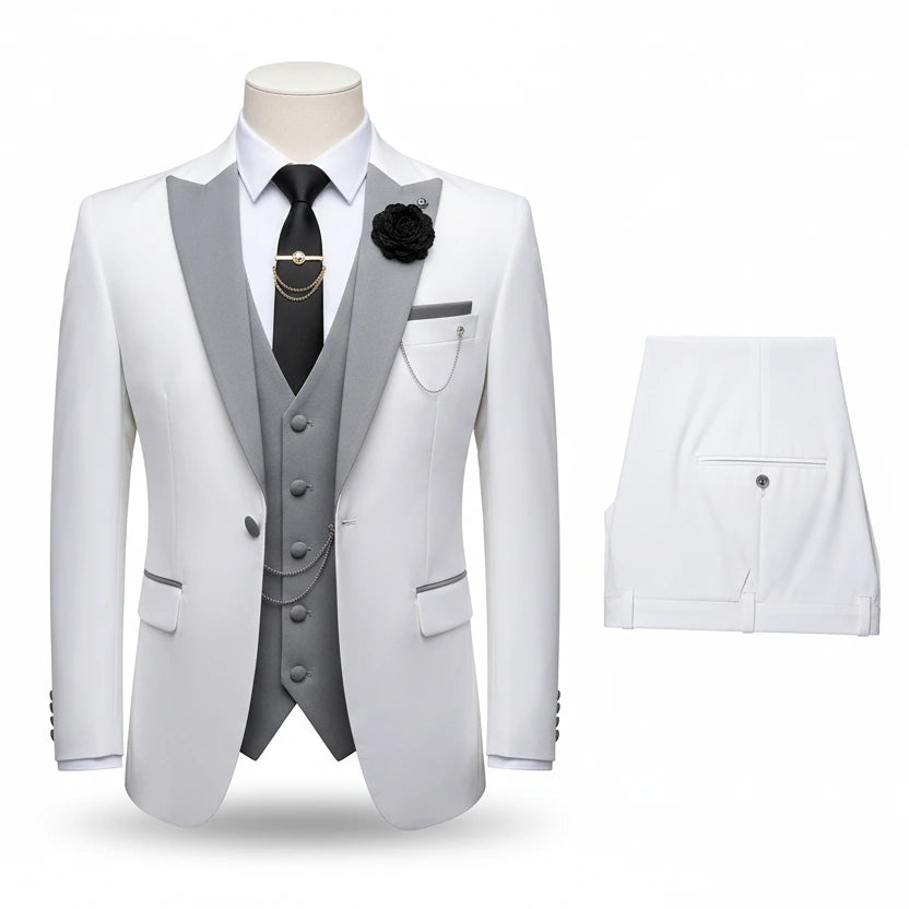 Herren 3-teiliger High-End-Anzug – Casual Business & formeller Gesellschaftsanzug