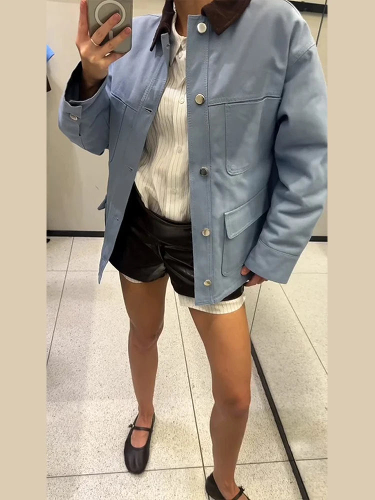 Freizeit-Jacke für Damen | Urbaner Kurzmantel mit Revers im Loose Fit