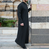 Men’s Black Long Sleeve Jubba Thobe | Spring Summer Muslim Abaya
