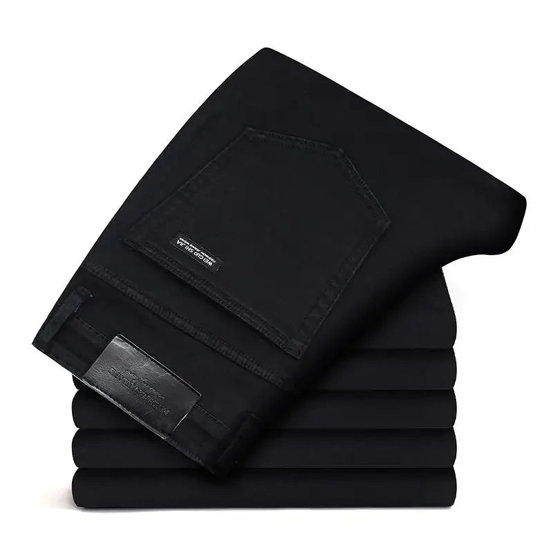 Men's Slim Fashion Denim Jeans | High-Quality Elastic Black & Blue Pants