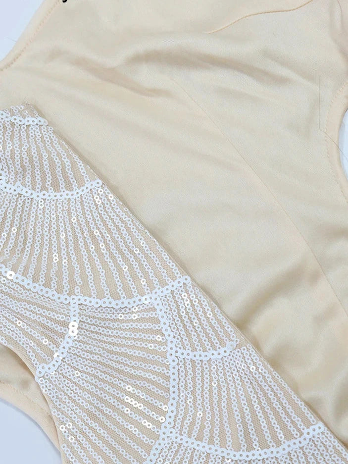 Sequin Hollow Out Mermaid Evening Gown – Elegant Backless Spaghetti Strap Dress