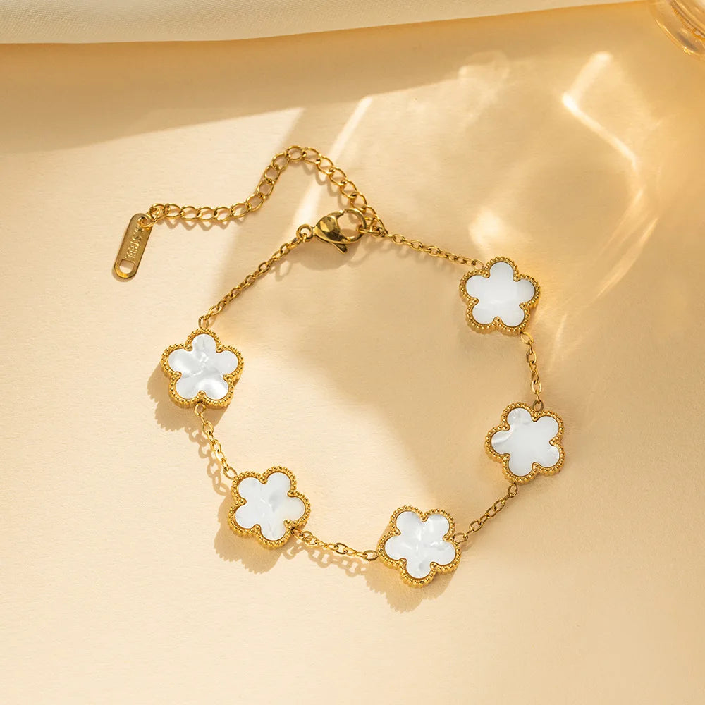 Glücks-Kleeblatt-Armband für Damen – Wasserdichte Edelstahlkette