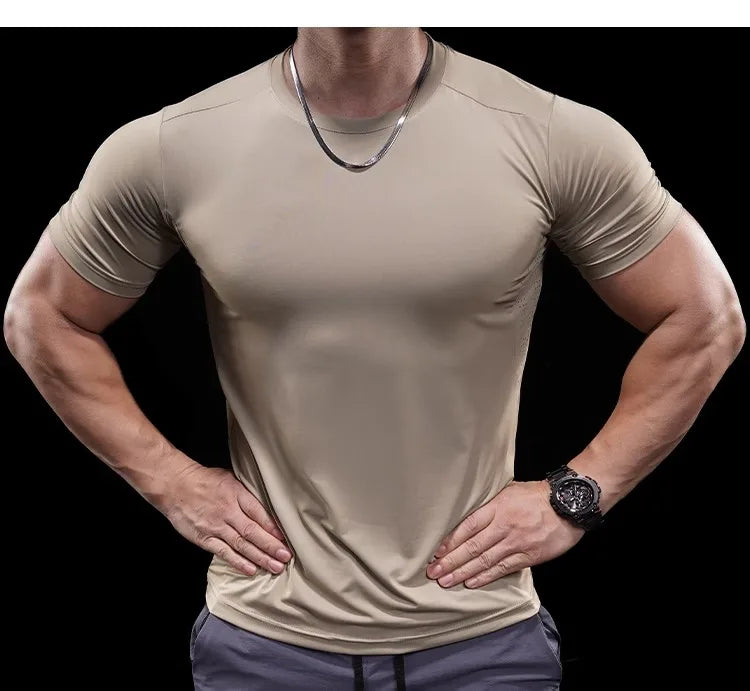 Men’s High-Elastic Running T-Shirt | Quick-Drying Gym Fitness Training Top
