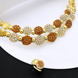 Neuestes italienisches Goldschmuck-Set für Damen – Luxuriöses afrikanisches Statement-Halskette und Ohrringe