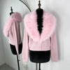 Eleganter Kunstpelzmantel für Damen – Warme, gepolsterte, schmal geschnittene Strickjacke, langärmelige Winterjacke mit Kragen