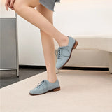 Damen Oxford-Schuhe aus echtem Wildleder – Britischer Stil Schnür-Loafer