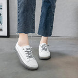 Women’s Genuine Leather Loafers – Soft Sole Lace-Up Flats