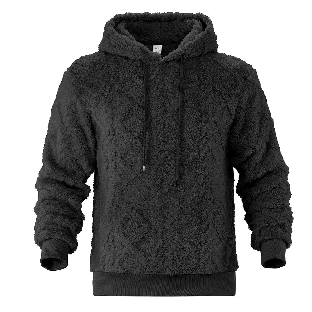 Herren Jacquard-Kapuzenpullover – Doppelseitiger Samt-Thermo-Pullover