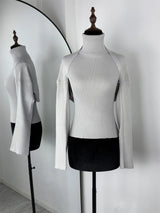 2-Piece Knitted Set for Women – Turtleneck Sleeveless Vest & Long Sleeve Bolero Shawl