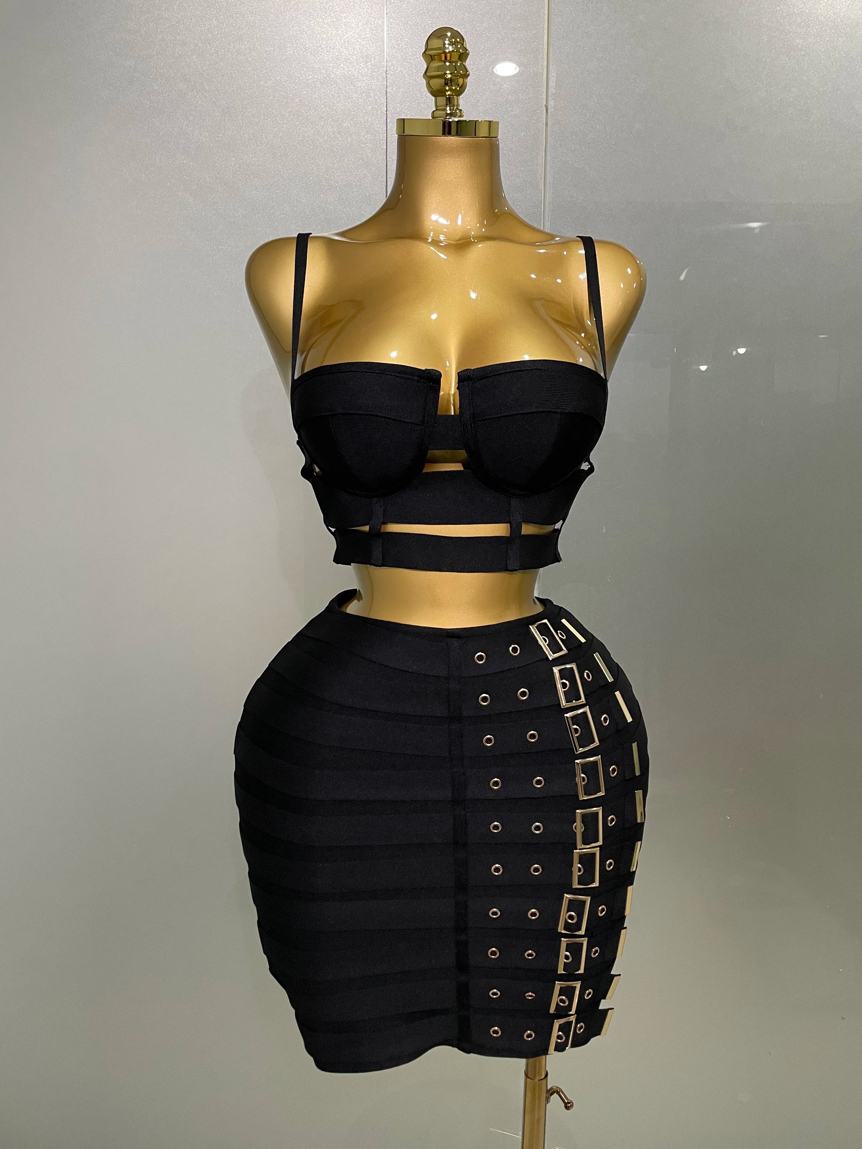High-Quality Women's Sexy Bandage Set – Fashion Crop Top & Pencil Skirt 2 Piece