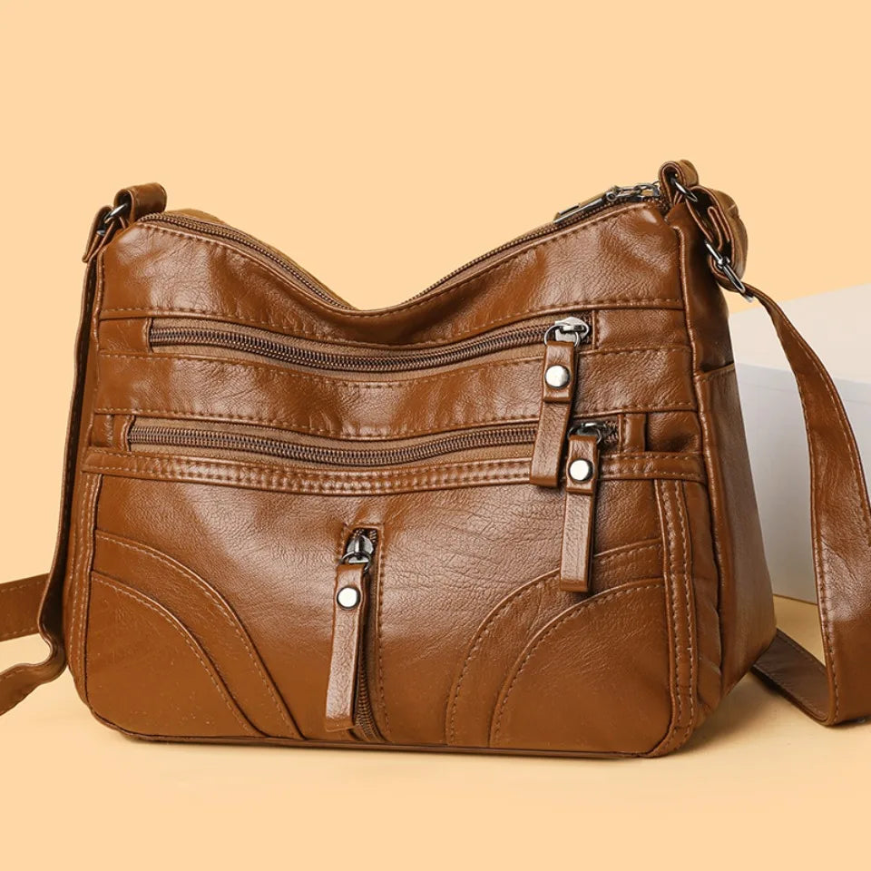 Matching-All Kunstleder-Messenger Bag | Premium PU-Umhängetasche für Damen