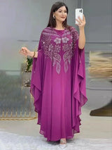 Damen Dubai Luxus Chiffon Boubou – Muslimisches Modekleid – Kaftan Marokkanisches Hochzeits-Partykleid