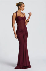 Sexy Halter Backless Maxi Dress – Women’s Patchwork Off-Shoulder Bodycon